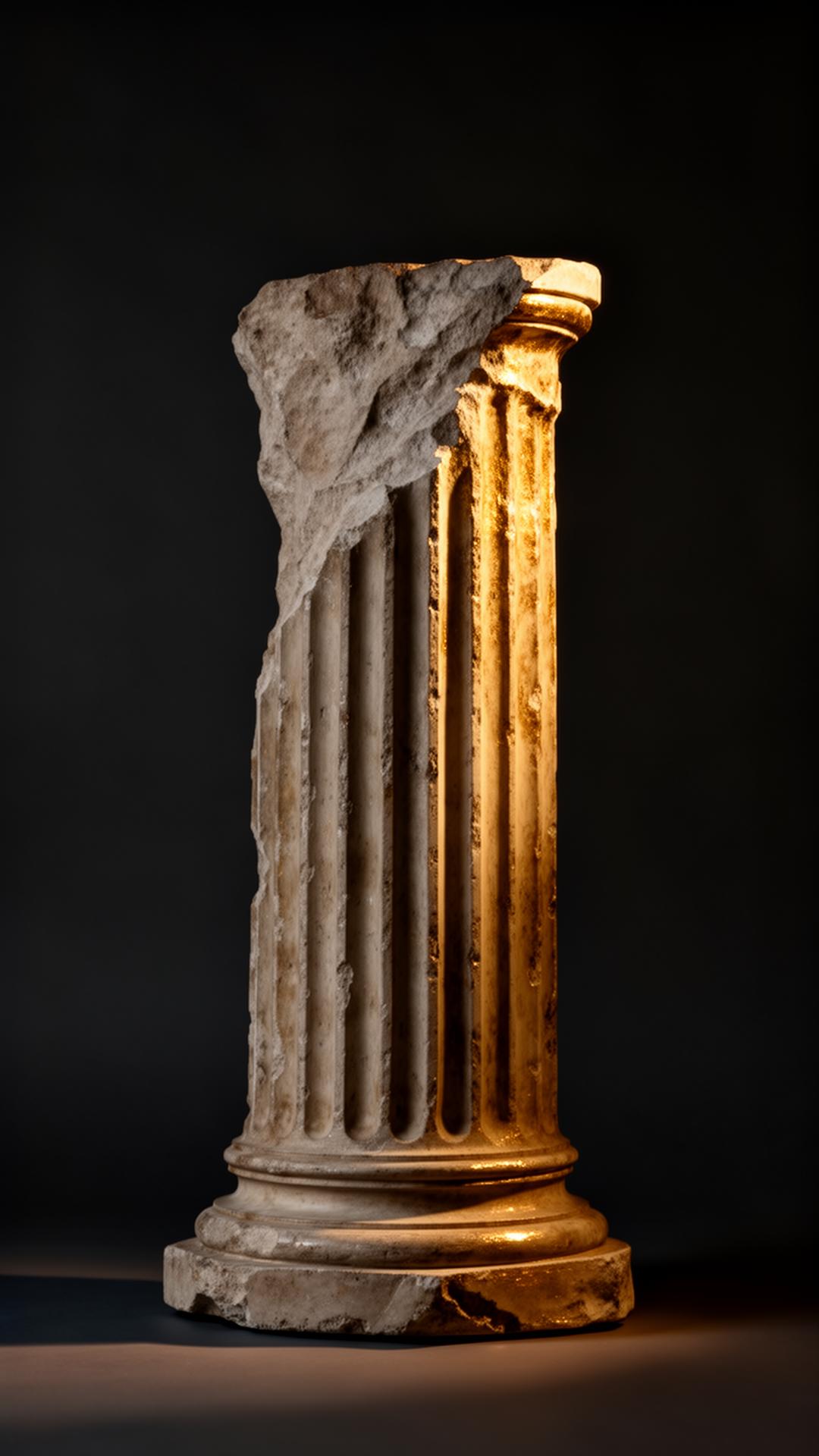 Columna clásica iluminada — símbolo del derecho